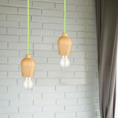 V-Tac Vt-7778-Gn Led-Lampenhalter-Kronleuchter Aus Walnussholz + Grünes Kabel 1 Meter – 3725 V-Tac Vt-7778-Gn Led-Lampenhalter-Kronleuchter Aus Walnussholz + Grünes Kabel 1 Meter – 3725