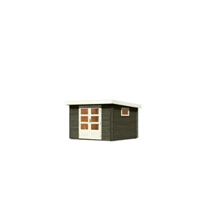 Karibu Gartenhaus Trittau 3 - 38 mm 297 x 297 cm- terragrau 50% Aktions-Rabatt auf Dacheindeckung & gratis Gartenhaus-Pflegebox