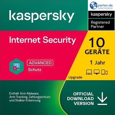 Kaspersky Internet Security 2026 Upgrade, 10 Geräte - 1 Jahr, Download Kaspersky Internet Security 2026 Upgrade, 10 Geräte - 1 Jahr, Download