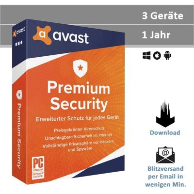 Avast Premium Security 2023/2024 - Antivirus & Internetschutz - 3 Geräte Avast Premium Security 2023/2024 - Antivirus & Internetschutz - 3 Geräte
