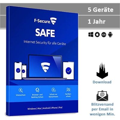 F-Secure Safe 5 Geräte - 1 Jahr, ESD, Download F-Secure Safe 5 Geräte - 1 Jahr, ESD, Download