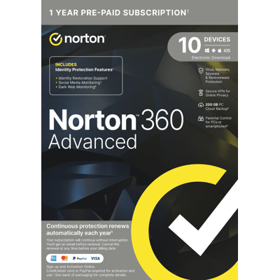 Norton - Norton 360 Advanced - 10 Geräte - 1 Jahr - Software Norton - Norton 360 Advanced - 10 Geräte - 1 Jahr - Software