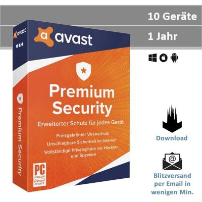Avast Premium Security 2024/2025 - 10 Geräte - 1/2/3 Jahre Avast Premium Security 2024/2025 - 10 Geräte - 1/2/3 Jahre