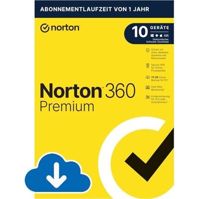 Symantec Norton 360 Premium inkl. 75 GB, 10 Geräte - 1 oder 2 Jahre, Download Symantec Norton 360 Premium inkl. 75 GB, 10 Geräte - 1 oder 2 Jahre, Download