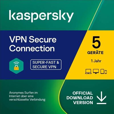 Kaspersky Secure Connection VPN, 5 Geräte - 1 Jahr, Download Kaspersky Secure Connection VPN, 5 Geräte - 1 Jahr, Download