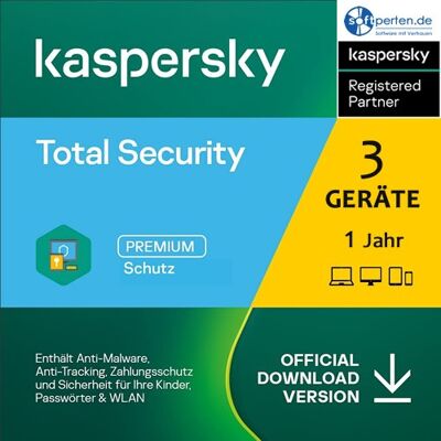 Kaspersky Total Security - 2023 mit 3 Geräten, 1 Jahr Kaspersky Total Security - 2023 mit 3 Geräten, 1 Jahr