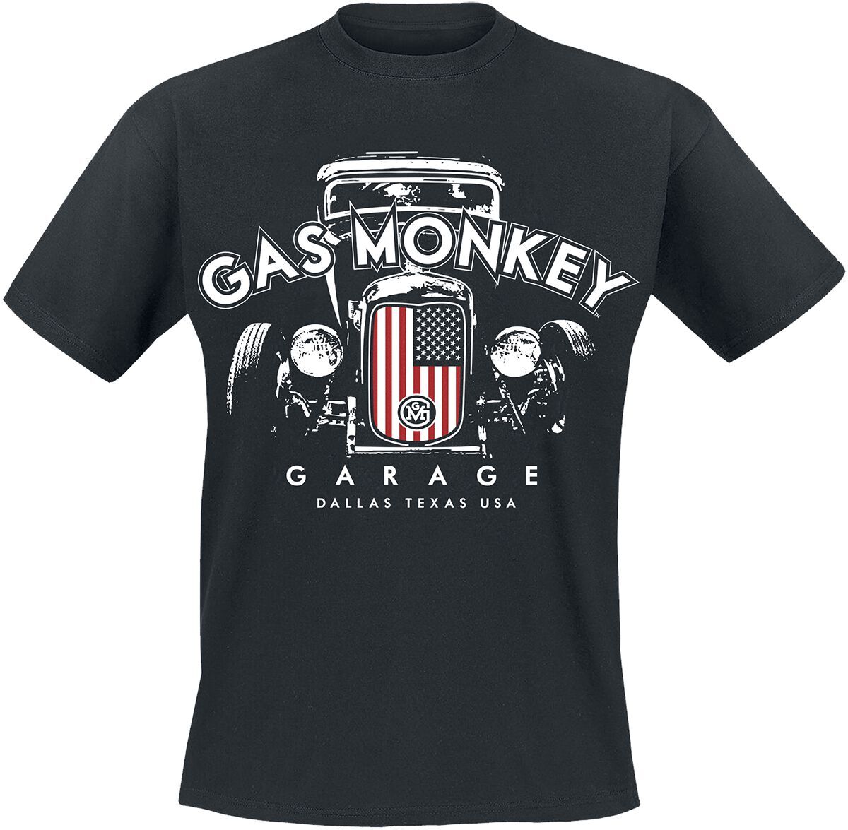 Gas Monkey Garage T-Shirt - US Flag Grill - S bis 3XL - für Männer - Größe S - schwarz  - Lizenzierter Fanartikel - Männer - male