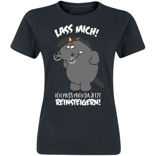 Pummeleinhorn - Einhorn T-Shirt - Grummeleinhorn - Lass mich! Ich muss mich da jetzt reinsteigern! - S bis 3XL - für Damen - Größe 3XL - schwarz  - - Frauen - female