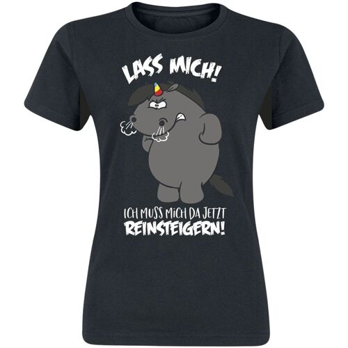 Pummeleinhorn - Einhorn T-Shirt - Grummeleinhorn - Lass mich! Ich muss mich da jetzt reinsteigern! - XL bis 3XL - für Damen - Größe 3XL - schwarz  - - Frauen - female