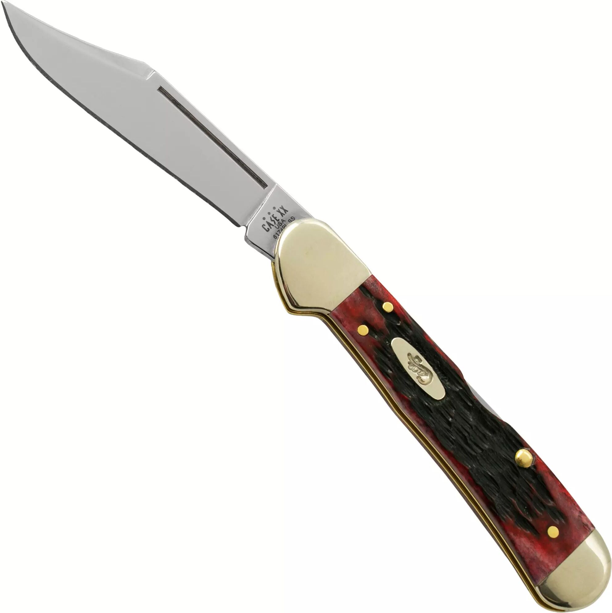 Case Knives Case Mini Copperlock Crimson Red Peach Seed Jigged Bone, 27385, 61749L rostfrei, Taschenmesser