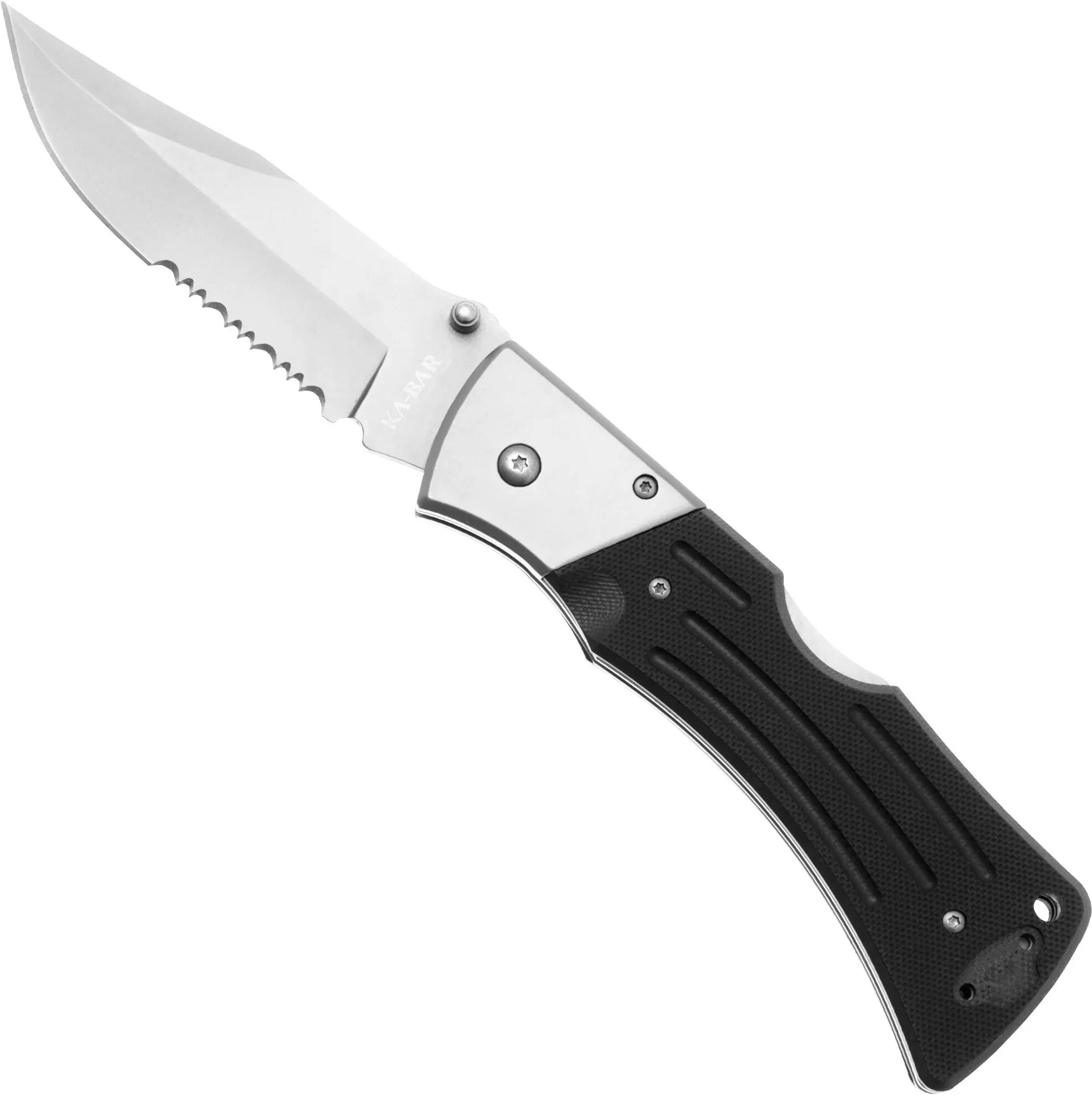 KA-BAR Mule Folder 3063 Clippoint Serrated, Black G10, taktisches Taschenmesser