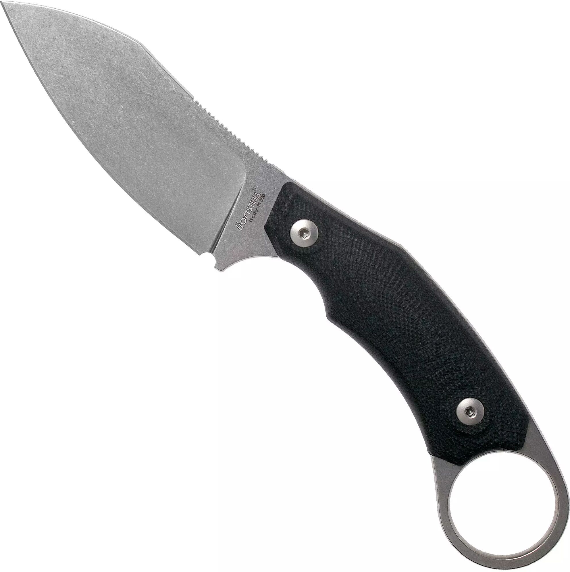 LionSteel H1 Skinner GBK Black G10 feststehendes Messer, Tommaso Rumici Design