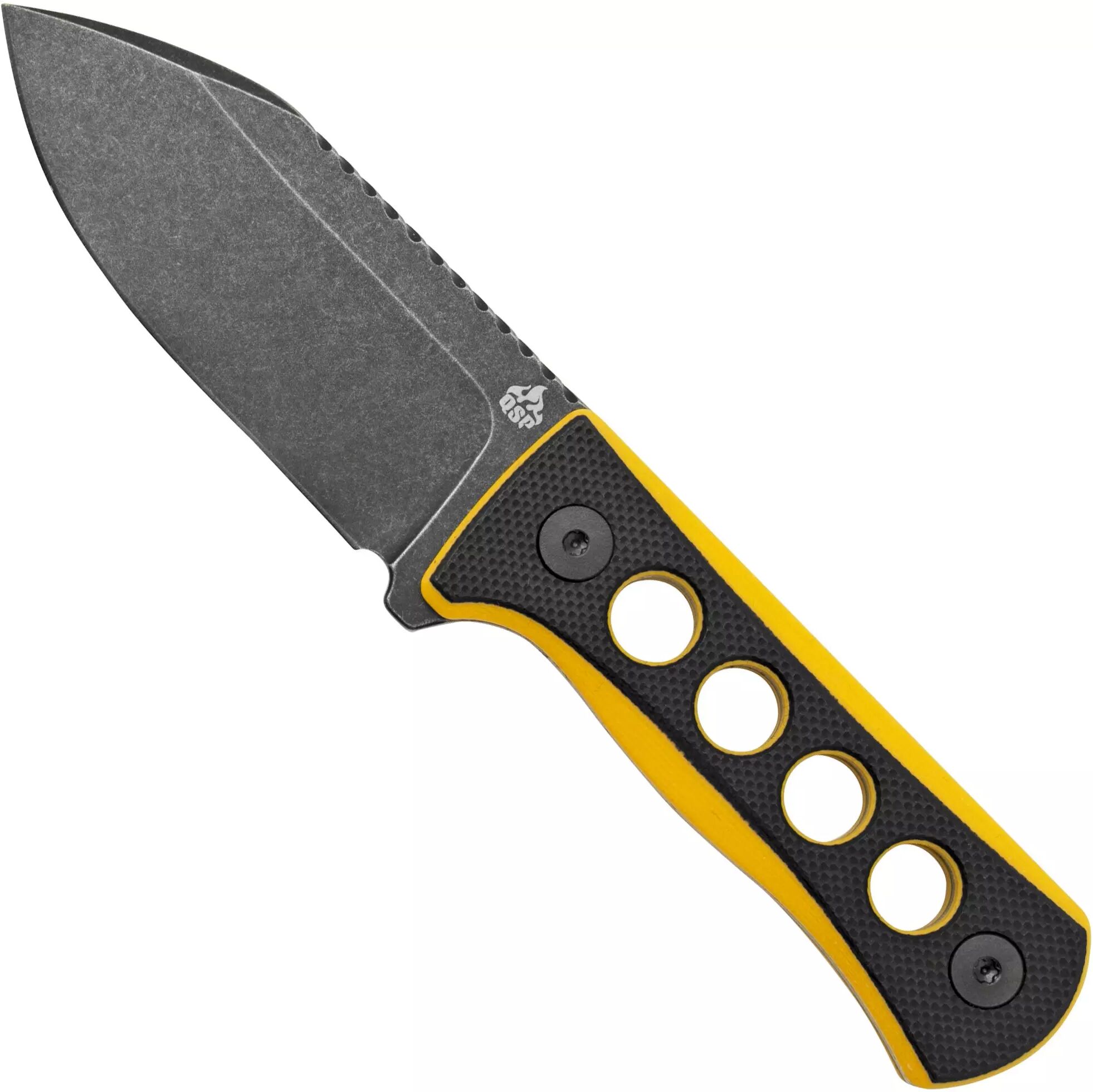 QSP Knife Canary QS141-A2 Blackwashed, Black Yellow G10, Halsmesser