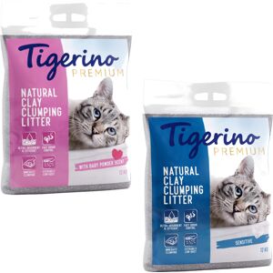 Tigerino Premium Katzenstreu 2 x 12 kg - Sparpaket - Mix (Babypuderduft + Sensitive)