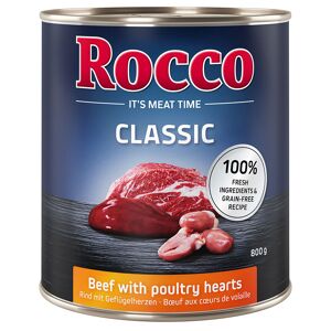 Rocco Classic 24 x 800g - Rocco Nassfutter im Sparpaket - Rind mit Geflügelherzen