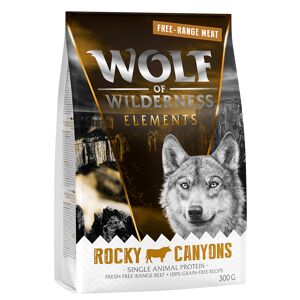 Probierpaket Wolf of Wilderness Trockenfutter - Adult Rocky Canyons - Freiland-Rind (Single Protein) 300 g