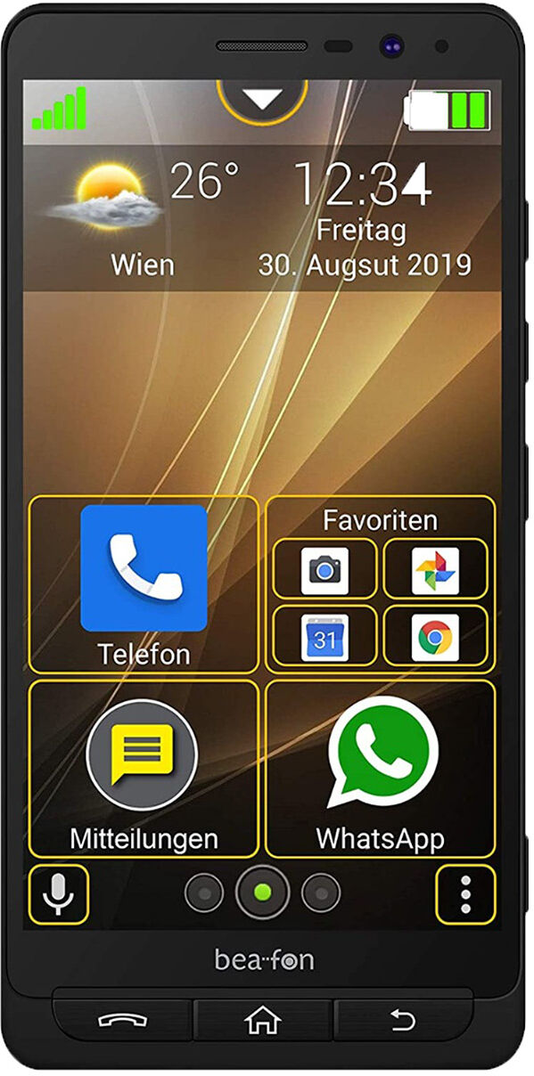 Bea-Fon M5 Standard Schwarz   Senioren Smartphone   Zwei Kameras Front (8MP) & R?ckseite (13MP)   5,5'' Display   WhatsApp