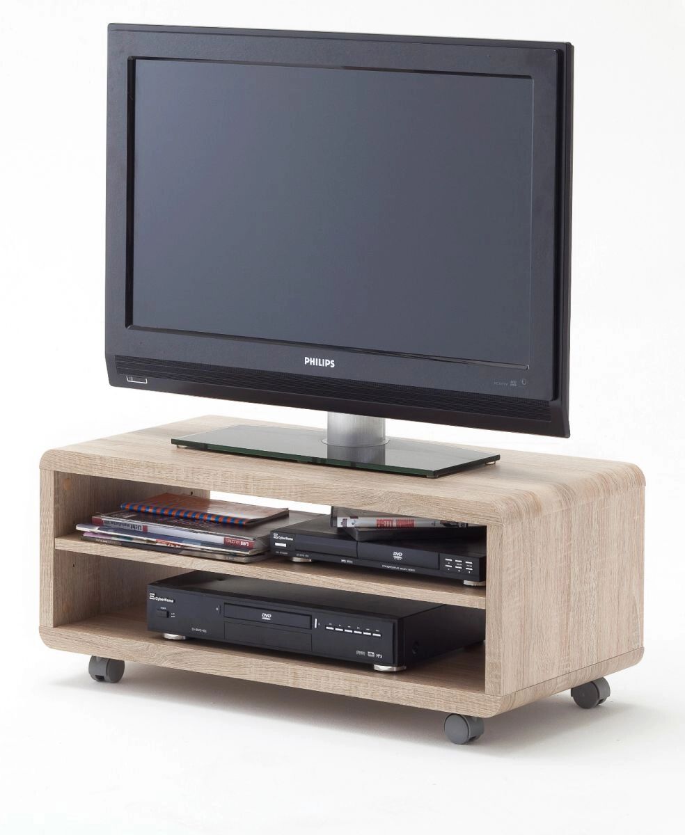 MCA Furniture TV-Lowboard "Jeff" in Sonoma Eiche - Fernsehtisch auf Rollen 79 x 35 cm