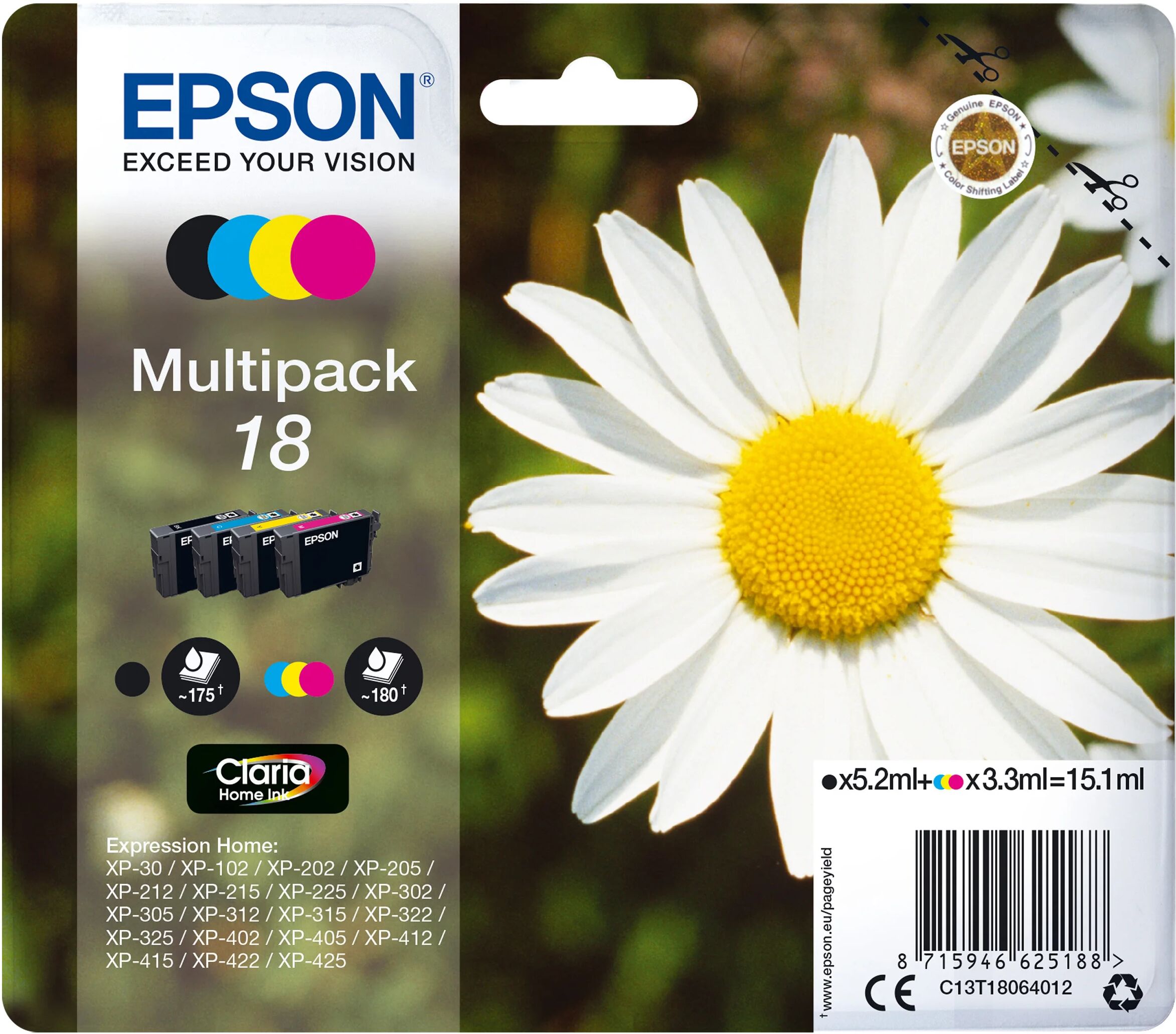 Epson »18« Gänseblümchen Multipack Tintenpatronen Schwarz/Cyan/Magenta/Gelb