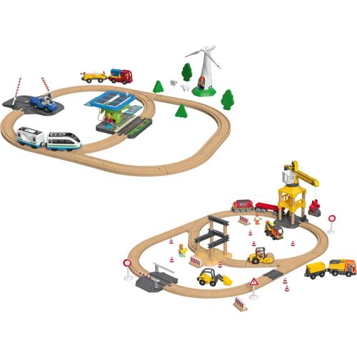 Playtive Eisenbahn-Set Baustelle / Erneuerbare Energien, aus Buchenholz