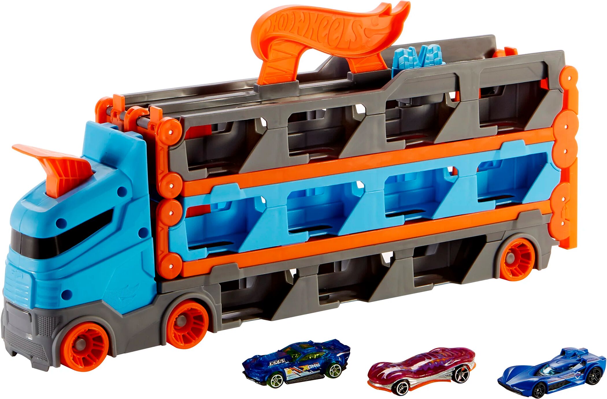 Hot Wheels »2-in-1 Rennbahn-Transporter«,  inkl. 3 Fahrzeuge