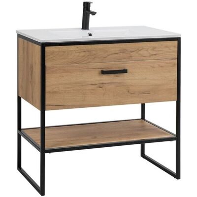 Fun Moebel Waschbeckenunterschrank ATLANTA Eiche inkl.Waschbecken 80cm Fun Moebel Waschbeckenunterschrank ATLANTA Eiche inkl.Waschbecken 80cm