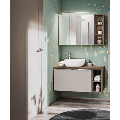 Fun Moebel Badmöbel Set 5-tlg Badezimmerset AKAN Taupe Spiegelschrank 80cm inkl. Waschtisch Fun Moebel Badmöbel Set 5-tlg Badezimmerset AKAN Taupe Spiegelschrank 80cm inkl. Waschtisch