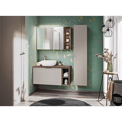 Fun Moebel Badmöbel Set 5-tlg Badezimmerset AKAN Taupe Spiegelschrank 80cm ohne Waschtisch Fun Moebel Badmöbel Set 5-tlg Badezimmerset AKAN Taupe Spiegelschrank 80cm ohne Waschtisch