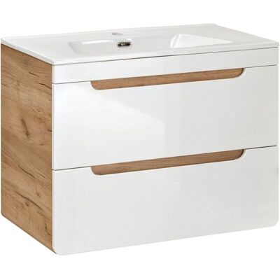 Fun Moebel Waschbeckenunterschrank FERMO Weiss Hochglanz inkl.Waschtisch 80cm Fun Moebel Waschbeckenunterschrank FERMO Weiss Hochglanz inkl.Waschtisch 80cm