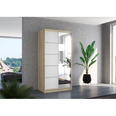 Fun Möbel Schiebetürenschrank Schrank Nr.125 in Sonoma- Weiß matt 100x200x58 cm Fun Möbel Schiebetürenschrank Schrank Nr.125 in Sonoma- Weiß matt 100x200x58 cm