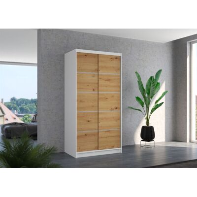 Fun Möbel Schiebetürenschrank Schrank Nr.130 in Weiß- Artisan matt 100x200x58 cm Fun Möbel Schiebetürenschrank Schrank Nr.130 in Weiß- Artisan matt 100x200x58 cm