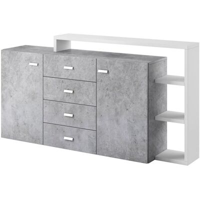 Fun Moebel Kommode Sideboard Schrank BENDY 180x98x37cm in Weiß- Betonoptik Fun Moebel Kommode Sideboard Schrank BENDY 180x98x37cm in Weiß- Betonoptik