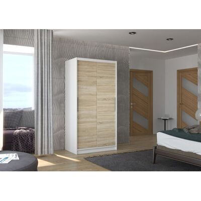 Fun Möbel Schiebetürenschrank Schrank Nr.115 in Weiß- Sonoma matt 100x200x58 cm Fun Möbel Schiebetürenschrank Schrank Nr.115 in Weiß- Sonoma matt 100x200x58 cm
