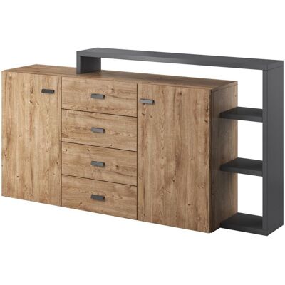 Fun Moebel Kommode Sideboard Schrank BENDY 180x98x37cm in Grau-Eiche Ribbeck Fun Moebel Kommode Sideboard Schrank BENDY 180x98x37cm in Grau-Eiche Ribbeck