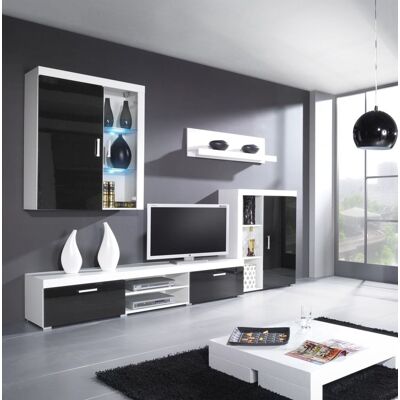 YORK - 4-tlg Schrankwand - Schwarz-Weiss - LED YORK - 4-tlg Schrankwand - Schwarz-Weiss - LED