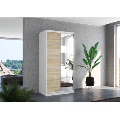 Fun Möbel Schiebetürenschrank Schrank Nr.125 in Weiß- Sonoma matt 100x200x58 cm Fun Möbel Schiebetürenschrank Schrank Nr.125 in Weiß- Sonoma matt 100x200x58 cm