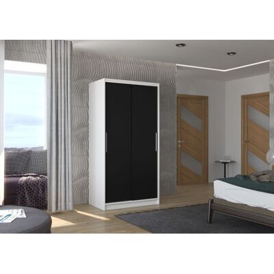Fun Möbel Schiebetürenschrank Schrank Nr.115 in Weiß- Schwarz matt 100x200x58 cm Fun Möbel Schiebetürenschrank Schrank Nr.115 in Weiß- Schwarz matt 100x200x58 cm