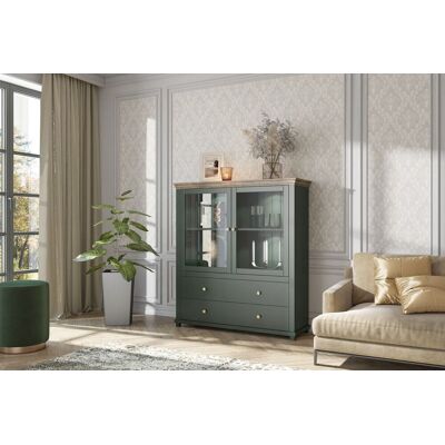 Fun Moebel Highboard HOME 126x138 cm inkl.LED Beleuchtung Grün Eiche Lefkas Fun Moebel Highboard HOME 126x138 cm inkl.LED Beleuchtung Grün Eiche Lefkas