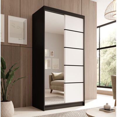 Fun Möbel Schiebetürenschrank Schrank Nr.120 in Schwarz- Weiß matt 100x200x58 cm Fun Möbel Schiebetürenschrank Schrank Nr.120 in Schwarz- Weiß matt 100x200x58 cm