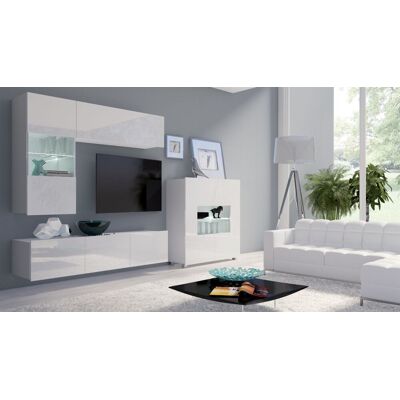 Fun Moebel Mediawand Wohnwand 4 tlg - LABRI 3 - Weiss Hochglanz Fun Moebel Mediawand Wohnwand 4 tlg - LABRI 3 - Weiss Hochglanz