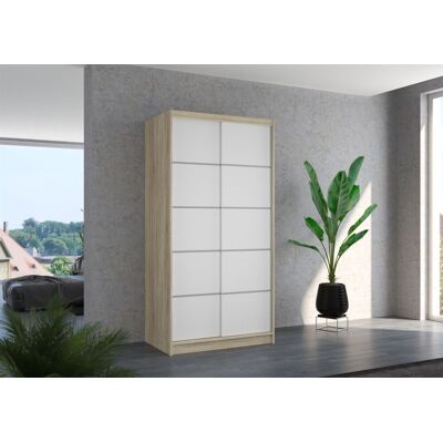 Fun Möbel Schiebetürenschrank Schrank Nr.130 in Sonoma- Weiß matt 100x200x58 cm Fun Möbel Schiebetürenschrank Schrank Nr.130 in Sonoma- Weiß matt 100x200x58 cm