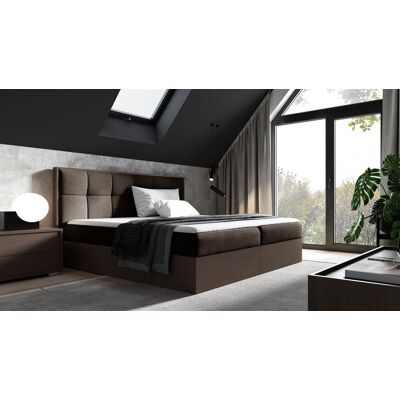 Fun Moebel THANOS - 200x200 cm - Dunkel Eiche - Braun Stoff - Boxspringbett Fun Moebel THANOS - 200x200 cm - Dunkel Eiche - Braun Stoff - Boxspringbett