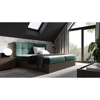 Fun Moebel Boxspringbett Bett THANOS 200x200cm Dunkel Eiche Stoff Grün inkl. Bettkasten Fun Moebel Boxspringbett Bett THANOS 200x200cm Dunkel Eiche Stoff Grün inkl. Bettkasten