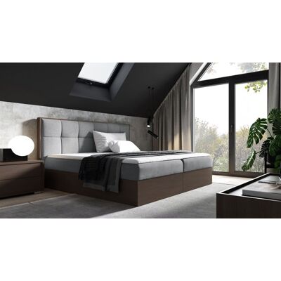 Fun Moebel Boxspringbett Bett THANOS 200x200cm Dunkel Eiche Stoff Grau inkl. Bettkasten Fun Moebel Boxspringbett Bett THANOS 200x200cm Dunkel Eiche Stoff Grau inkl. Bettkasten