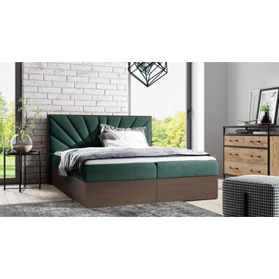 Fun Moebel - DAIMON - Dunkel Eiche - Grün Stoff - Boxspringbett Fun Moebel - DAIMON - Dunkel Eiche - Grün Stoff - Boxspringbett
