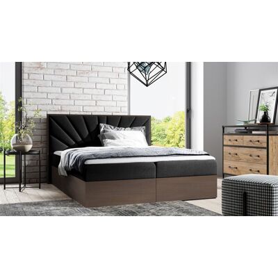 Fun Moebel DAIMON 200x200 cm Dunkel Eiche Stoff Schwarz - Boxspringbett Fun Moebel DAIMON 200x200 cm Dunkel Eiche Stoff Schwarz - Boxspringbett