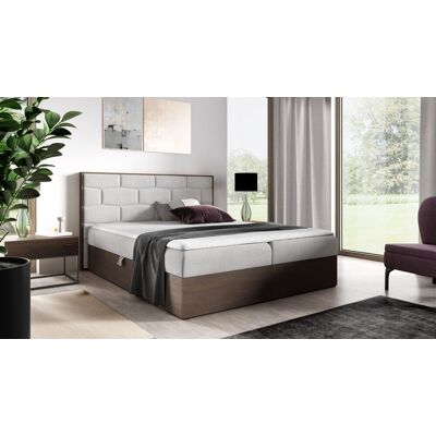 Fun Moebel Boxspringbett Bett BEILA 200x200cm Dunkel Eiche Stoff Hellgrau inkl. Bettkasten Fun Moebel Boxspringbett Bett BEILA 200x200cm Dunkel Eiche Stoff Hellgrau inkl. Bettkasten