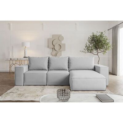 Fun Möbel Ecksofa mit Schlaffunktion ESTELLE Stoff Opera Velvet Hellgrau Ottomane Rechts Fun Möbel Ecksofa mit Schlaffunktion ESTELLE Stoff Opera Velvet Hellgrau Ottomane Rechts