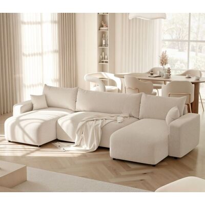 Fun Möbel Wohnlandschaft mit Schlaffunktion Schlafsofa LUNA in Stoff Cenatur Beige Fun Möbel Wohnlandschaft mit Schlaffunktion Schlafsofa LUNA in Stoff Cenatur Beige