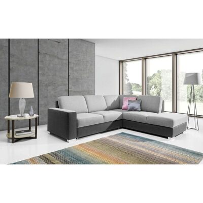 Fun Moebel Ecksofa Sofa JUNES mit Schlaffunktion Grau / Hellgrau Ottomane Rechts Fun Moebel Ecksofa Sofa JUNES mit Schlaffunktion Grau / Hellgrau Ottomane Rechts